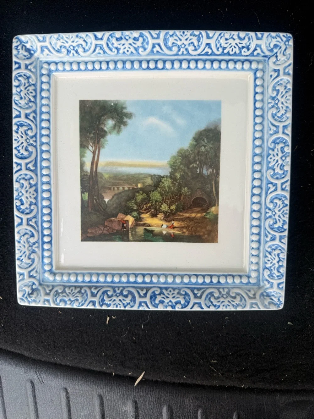 Holland Made Blue and White Decorative Ceramic Tile with Pastoral Scene